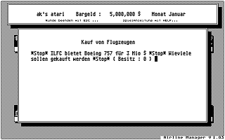 Airline Manager atari screenshot